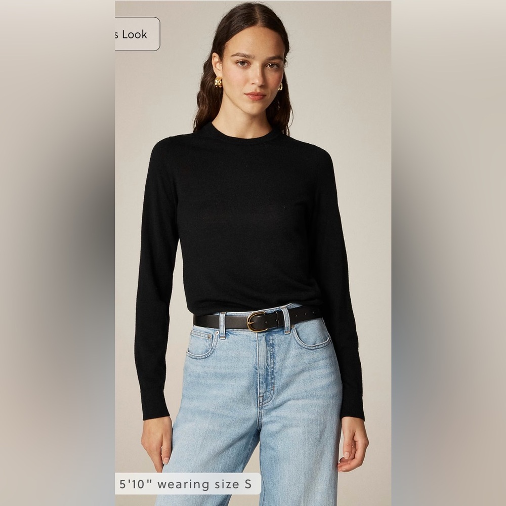 J.Crew Carolyn fitted crewneck sweater in merino wool in black